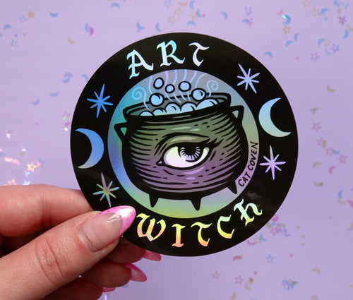 Art Witch Holographic Sticker – Dishwasher Safe, 3.5"